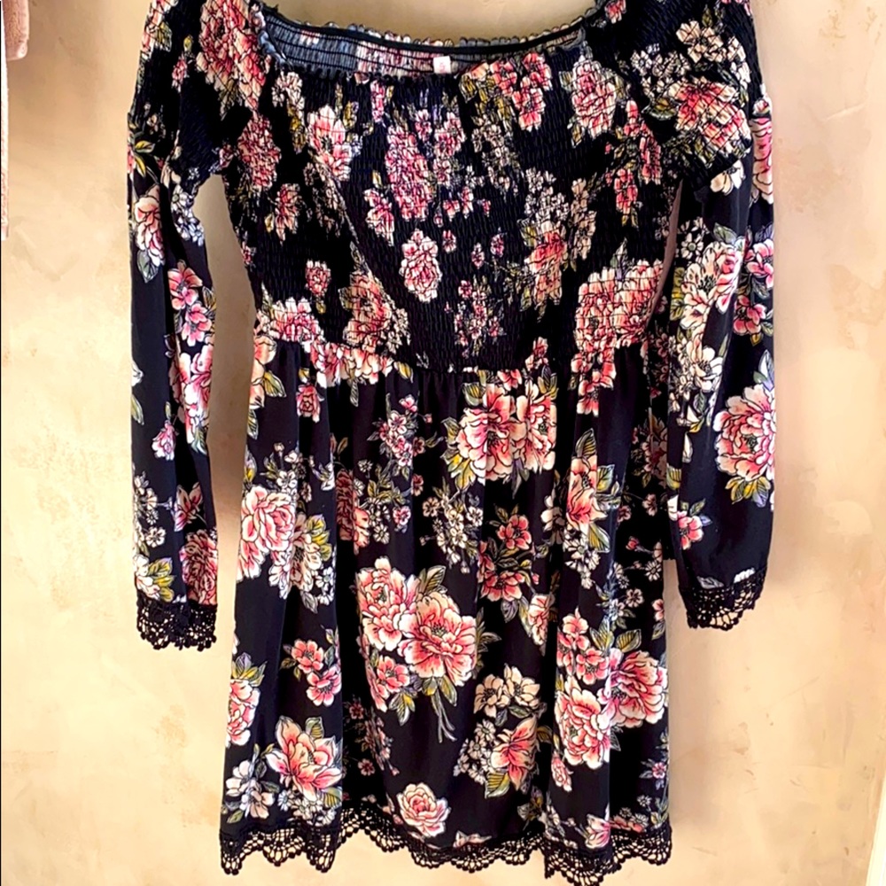 Xhilaration dress, black with pink floral